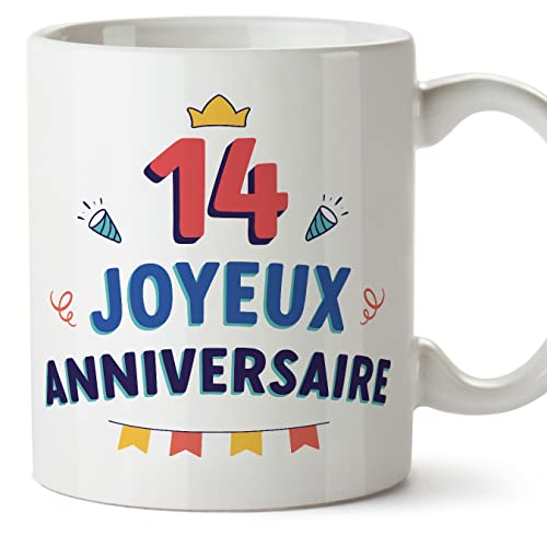 Comprar MUGFFINS Tazas 14 Cumpleaños - En Francés - Joyeux anniversaire! - 11 Cumpleaños oz / 330 ml - Regalo original y divertido Rebajas 2024 | regaloscumple.com