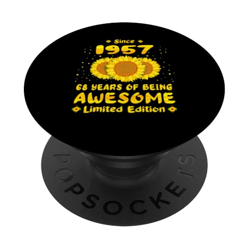Consigue ahora 68 cumpleaños 68 años Promoción impresionante amante del girasol nacido 1957 PopSockets PopGrip Adhesivo Rebajas 2025 | regaloscumple.com