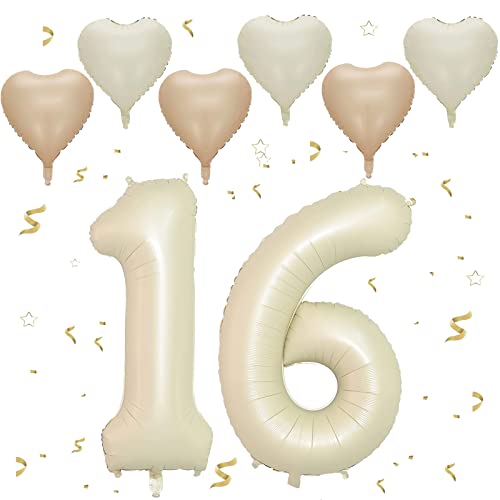 Comprar Color Crema Cumpleaños Número 16 Globos 40 Pulgadas Papel Aluminio Grande Número 1 y 6 Globos Globos Helio número 61 Globos Cumpleaños 16 Para Hombres Mujeres Fiesta Aniversario (Nummer 16/61) Rebajas 2023 | regaloscumple.com