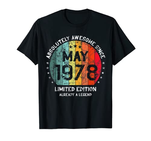 Comprar Impresionante Desde Mayo 1978 Awesome Cumpleaños Cumpleaños Retro Camiseta Top Precio 2024 | regaloscumple.com