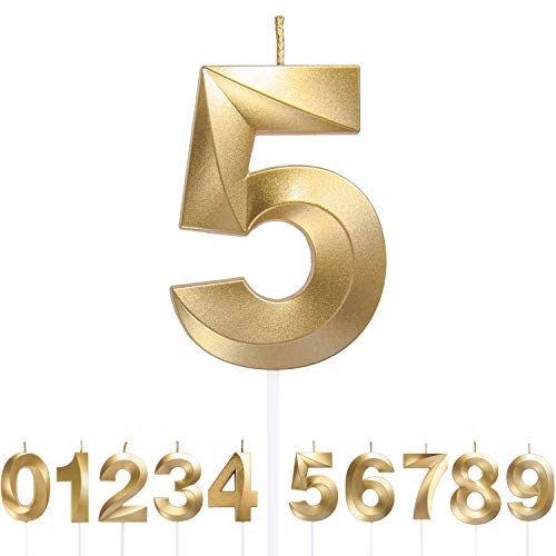 Consigue ahora URAQT Velas Cumpleaños Velas Pastel Cumpleaños Doradas Velas Números 5 para Cumpleaños/Aniversario Bodas/Fiesta Graduación Ideas para regalar Número 0-9 para Elegir Rebajas 2024 | regaloscumple.com
