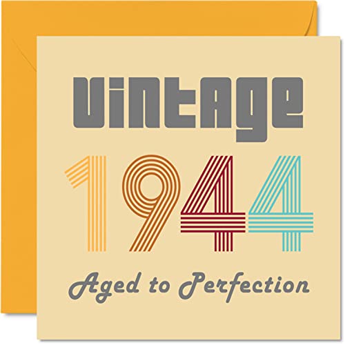 Comprar Tarjetas cumpleaños 80 para hombres y mujeres estilo vintage 1944 envejecidas a la perfección Catálogo tarjeta 80 cumpleaños divertida para ella 145 mm x 145 mm tarjetas felicitación Rebajas 2025 | regaloscumple.com