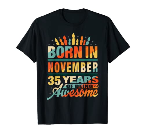 Comprar Promoción Noviembre 1986 35 años 35 cumpleaños regalo vela gráfico Camiseta Ofertas 2025 | regaloscumple.com