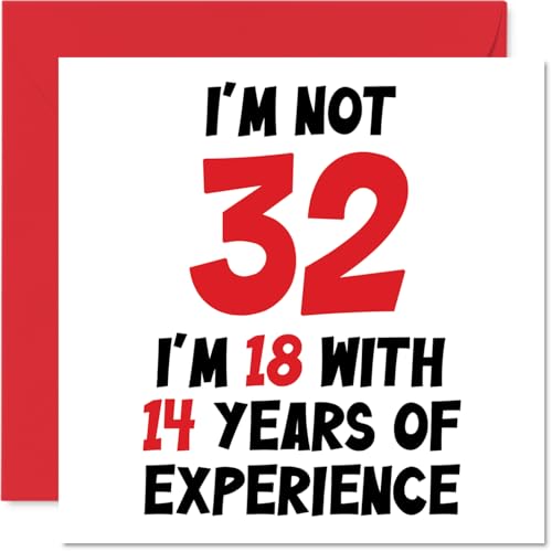 Consigue ahora Tarjeta felicitación Cumpleaños 32 cumpleaños mujeres hombres no 32 18 años con 14 años experiencia divertida tarjeta felicitación treinta segundos hijo hija hermana amiga 145 mm x 145 mm Ofertas 2024 | regaloscumple.com