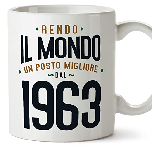 Comprar MUGFFINS Tazas 1963 Cumpleaños - En BlackFriday Italiano - Rendo il Mondo un Posto Migliore - 11 oz / 330 ml - Regalo original y divertido Rebajas 2024 | regaloscumple.com