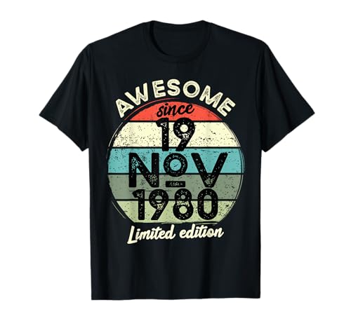 Consigue ahora 19 noviembre 1980 45 cumpleaños 45 años 2025 Cumpleaños Ideas para regalar Camiseta Rebajas 2025 | regaloscumple.com
