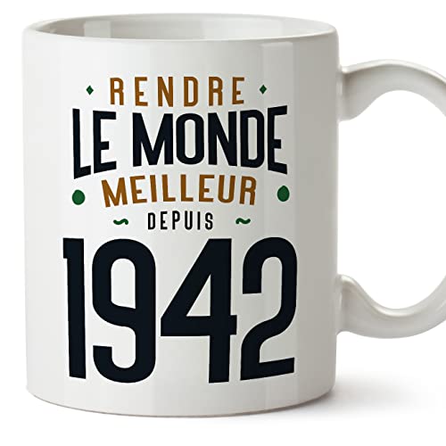 Comprar MUGFFINS Tazas 1942 Cumpleaños - En Francés - Rendre le Monde Meilleur - 11 oz / 330 ml - Regalo original Regalos y divertido Top Precio 2025 | regaloscumple.com
