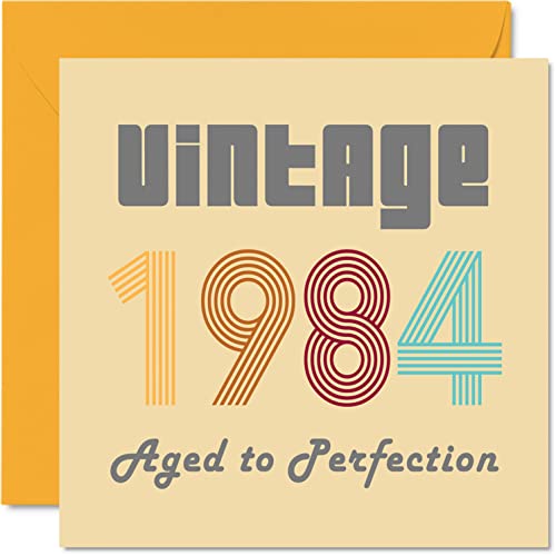 Consigue Cumpleaños ahora Tarjetas cumpleaños número 40 para hombres y mujeres estilo vintage 1984 envejecidas a la perfección tarjeta 40 cumpleaños divertida para ella 145 mm x 145 mm tarjetas felicitación Rebajas 2024 | regaloscumple.com