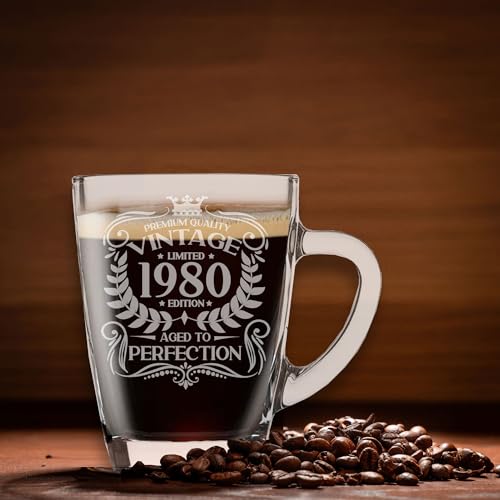 Ofertas de última hora Cumpleaños 44 estilo 1980, a perfección, cristal regalo del taza regalo 44 taza