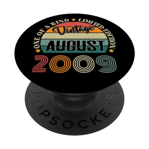 Consigue ahora 15 Años Vintage Agosto 2009 15th Ideas para regalar Cumpleaños Retro PopSockets PopGrip Intercambiable Rebajas 2023 | regaloscumple.com