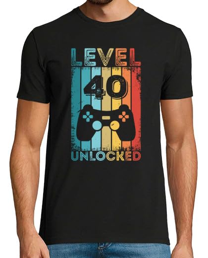 Comprar Latostadora Camiseta Manga Corta Gaming Level 40 BlackFriday Unlocked 40th Birthday para Hombre - Negro L - Ref. 3743724-P Top Precio 2024 | regaloscumple.com