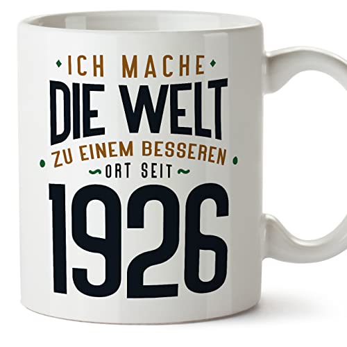 Consigue ahora Cumpleaños MUGFFINS Tazas 1926 Cumpleaños - En Alemán - Ich Mache Die Welt zu Einem Besseren - 11 oz / 330 ml - Regalo original y divertido Ofertas 2024 | regaloscumple.com