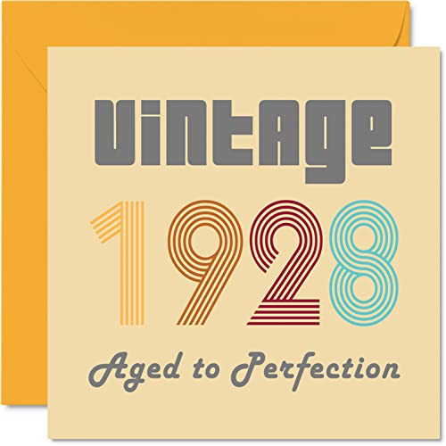 Comprar Tarjetas cumpleaños 96 para hombres y mujeres Navidad vintage 1928 envejecidas a la perfección tarjeta cumpleaños divertida para ella y él 145 mm x 145 mm tarjetas felicitación cumpleaños Top Precio 2024 | regaloscumple.com