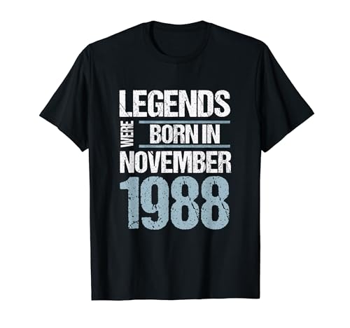 Consigue ahora Las leyendas nacieron en noviembre Catálogo 1988 Cumpleaños Camiseta Ofertas 2024 | regaloscumple.com