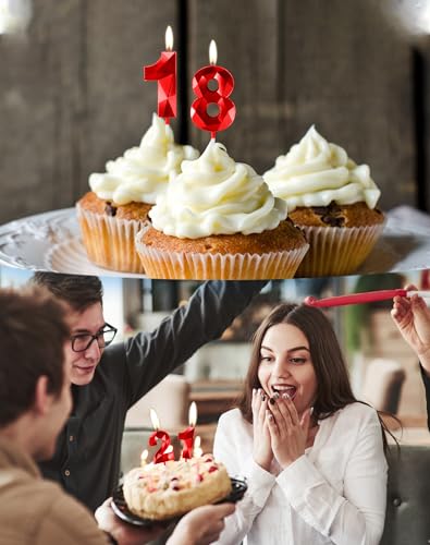Mejores precios 3D Velas de 20 cumpleaños, Número 2 y vela número 0, velas rojas, feliz pasteles, decoraciones para tartas fiestas cumpleaño, bodas celebración
