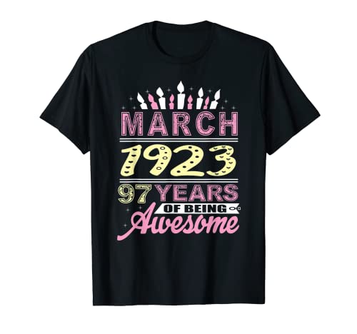 Consigue ahora Navidad Marzo 1923 97 años Regalo edad Fiesta vela cumpleaños 97 Camiseta Ofertas 2024 | regaloscumple.com