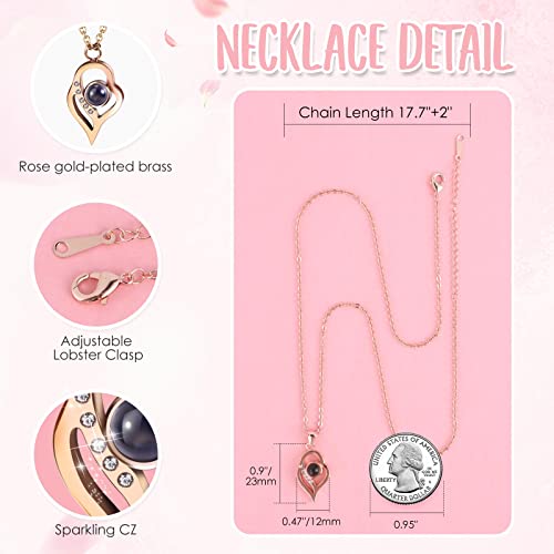 Mejores precios ADDWel Collar de Rosa Real roja preservada con Texto en inglés I Love You 100 Idiomas, Oso Rosas encantadas, Lindo Regalo romántico Aniversario, Navidad, cumpleaños para mamá, Esposa