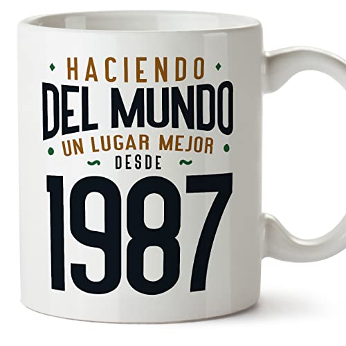 Comprar MUGFFINS Tazas 1987 Cumpleaños - En Español - Haciendo del Mundo un Lugar Mejor - 11 Promoción oz / 330 ml - Regalo original y divertido Ofertas 2024 | regaloscumple.com