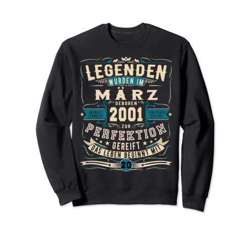 Comprar 2001 Legendario 20 cumpleaños regalo marzo 20 Catálogo años Sudadera Rebajas 2025 | regaloscumple.com