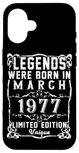 Consigue ahora Carcasa para iPhone Catálogo 16 Cumpleaños Marzo 1977 Edición Limitada Regalo March 1977 Top Precio 2024 | regaloscumple.com