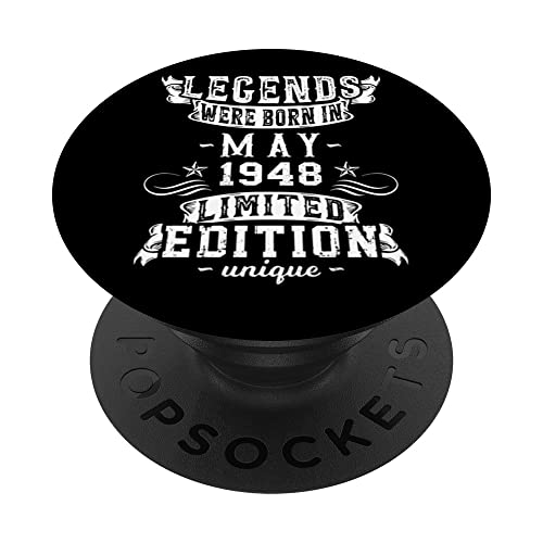 Consigue ahora Cumpleaños Mayo 1948 Edición Ideas para regalar Limitada Regalo Legend May PopSockets PopGrip Intercambiable Top Precio 2025 | regaloscumple.com