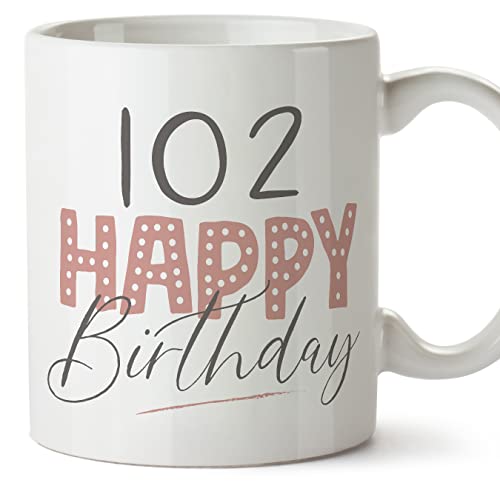 Comprar MUGFFINS Tazas 102 Cumpleaños - En Inglés - Happy Birthday! Pink - 11 oz / 330 ml - Ideas para regalar Regalo original y divertido Top Precio 2025 | regaloscumple.com