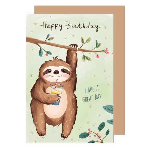 Comprar Edition Seidel Tarjeta cumpleaños premium con sobre tarjeta Catálogo felicitación con texto en alemán "Billet" cumpleaños Happy Birthday Mann Frau Kind hängendes Faultiere Ast (G3598 SW024) Top Precio 2024 | regaloscumple.com