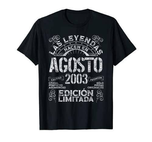 Consigue ahora Las Leyendas Nacen En Agosto 2003 20 Años Cumpleaños Camiseta Top Navidad Precio 2024 | regaloscumple.com