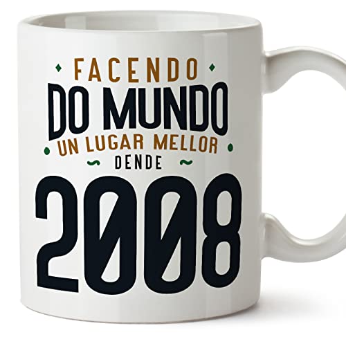 Comprar MUGFFINS Tazas 2008 Cumpleaños - En Gallego - Facendo do Mundo un Lugar Mellor - 11 oz / 330 ml - Regalo original y Catálogo divertido Rebajas 2023 | regaloscumple.com