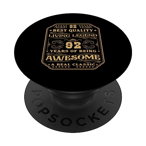Consigue ahora 92 años siendo increíble 92 cumpleaños hombre PopSockets PopGrip Intercambiable Top BlackFriday Precio 2025 | regaloscumple.com