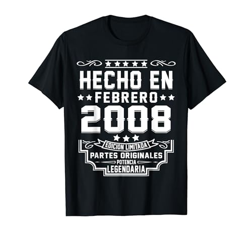 Comprar Hecho En Febrero 2008 Partes Cumpleaños Originales Cumpleaños 16 Años Camiseta Ofertas 2024 | regaloscumple.com
