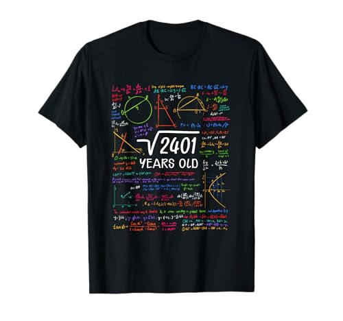 Consigue ahora 49 Cumpleaños Promoción Chica Chico Raíz Cuadrada 2401 = 49 Años Camiseta Rebajas 2024 | regaloscumple.com