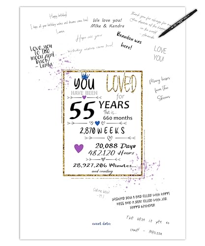 Comprar Póster libro invitados para fiesta cumpleaños 55 pancarta decoración centro Cumpleaños mesa para mujeres u hombres que cumplen 55 años edad alternativa al libro invitados dulce tamaño Ofertas 2024 | regaloscumple.com