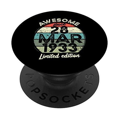 Consigue ahora Camiseta cumpleaños 90 años 28 marzo 1933 90 cumpleaños PopSockets PopGrip Cumpleaños Intercambiable Rebajas 2025 | regaloscumple.com