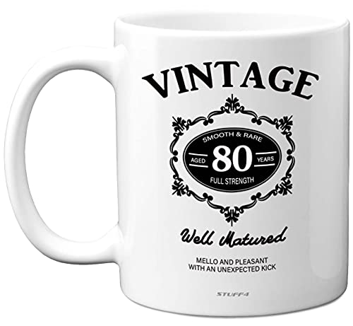 Consigue ahora Stuff4 Ideas para regalar Taza vintage 80 cumpleaños con letras negras tazas cerámica 11 onzas aptas para lavavajillas regalos 80 cumpleaños para hombres regalos para un hombre 80 años tazas para él Rebajas 2024 | regaloscumple.com