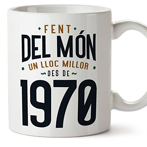 Comprar MUGFFINS Tazas 1970 Cumpleaños - En Catalán - Fent del Món un Lloc Millor - 11 oz / 330 ml - Regalo original y divertido Navidad Rebajas 2024 | regaloscumple.com