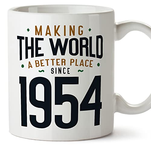 Consigue ahora MUGFFINS Tazas 1954 Cumpleaños - En Inglés - Making the World a Better Place - 11 oz / 330 ml - Regalo original y divertido Navidad Top Precio 2024 | regaloscumple.com
