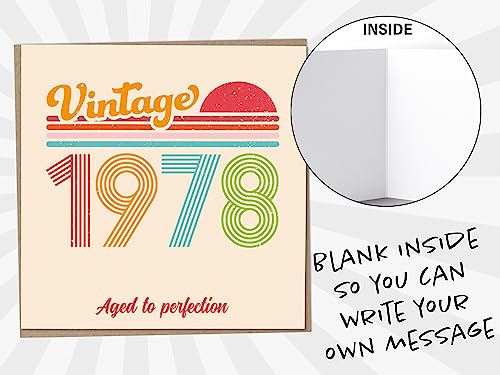 Top Precios Tarjeta de cumpleaños 45 – Vintage 1978 Aged to Perfection, divertida tarjeta felicitación para hombres y mujeres, tarjetas hombres,