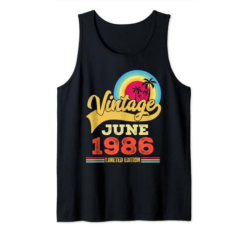 Comprar Vintage 1986 Edición Limitada Cumpleaños 38 Junio Cumpleaños Camiseta sin Mangas Top Precio 2024 | regaloscumple.com