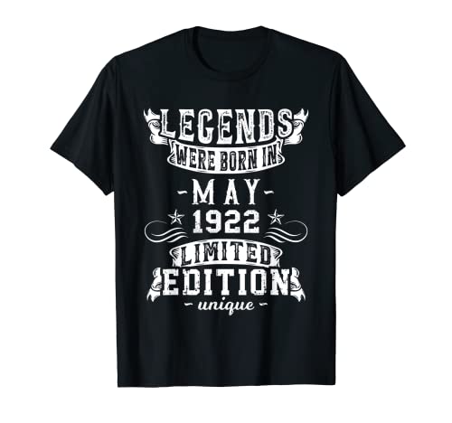 Consigue Catálogo ahora Cumpleaños Mayo 1922 Edición Limitada Regalo Legend May Camiseta Ofertas 2024 | regaloscumple.com