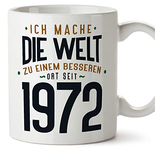 Comprar MUGFFINS Tazas 1972 Cumpleaños - En Alemán - Ich Mache Die Welt Catálogo zu Einem Besseren - 11 oz / 330 ml - Regalo original y divertido Rebajas 2024 | regaloscumple.com