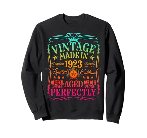 Consigue ahora Decoraciones vintage 101 Ideas para regalar cumpleaños vintage 1923 101 cumpleaños Sudadera Rebajas 2024 | regaloscumple.com
