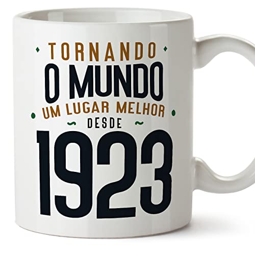 Comprar MUGFFINS Tazas 1923 Cumpleaños - En Portugués - Tornando o Mundo um Lugar Melhor - 11 oz / 330 ml - Regalo original y divertido Top Navidad Precio 2024 | regaloscumple.com