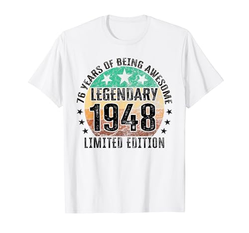 Comprar Edición limitada 76 Promoción cumpleaños Nacido en 1948 Camiseta Ofertas 2023 | regaloscumple.com