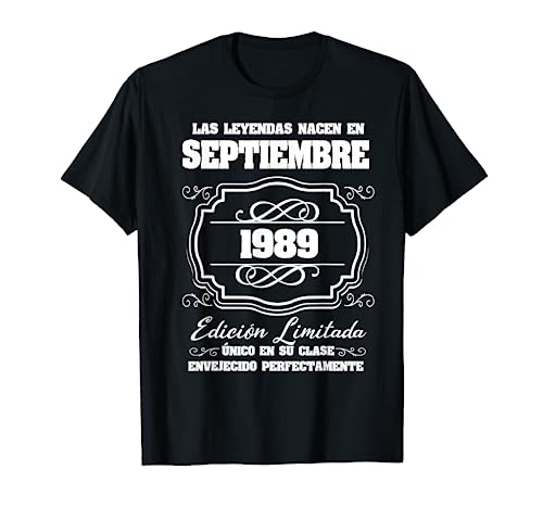 Comprar Las Leyendas nacen Septiembre 1989 Cumpleaños Catálogo 33 Camiseta Ofertas 2025 | regaloscumple.com