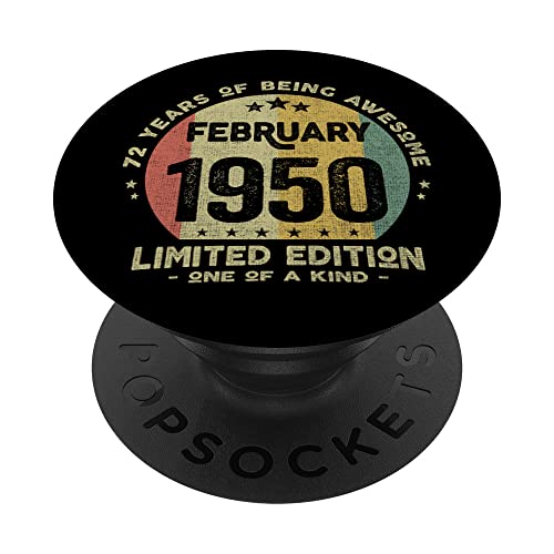 Consigue ahora Regalo 72 Ideas para regalar años Cumpleaños Hombre Mujer - Febrero 1950 PopSockets PopGrip Intercambiable Ofertas 2025 | regaloscumple.com