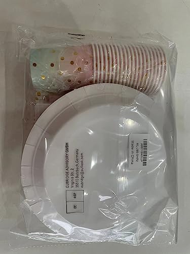 Dónde comprar en España Juego de vajilla para fiestas, 20 invitados Vajilla noble, vasos papel platos fiestas cumpleaños bodas aniversarios graduación salas fiesta azul dorado