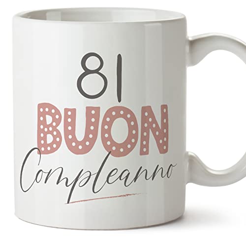 Comprar MUGFFINS Tazas 81 Cumpleaños - En Italiano - Buon compleanno! Rosa - 11 oz / 330 ml - Regalo original y divertido Regalos Top Precio 2024 | regaloscumple.com