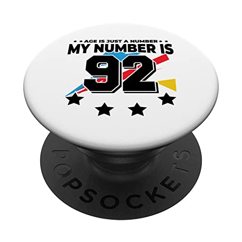 Consigue Promoción ahora Age Is Just Number - Deportes 92 años edad divertido cumpleaños 92 PopSockets PopGrip Intercambiable Rebajas 2025 | regaloscumple.com