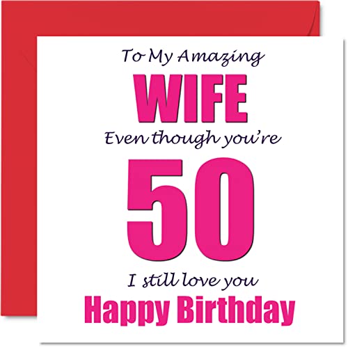 Consigue ahora Divertidas tarjetas cumpleaños 50 para esposa 50 I Still Love You tarjeta feliz cumpleaños para esposa marido pareja cincuenta Navidad y cincuenta años regalos cumpleaños bromas 145 mm x 145 mm tarjetas felicitación humor broma Top Precio 2024 | regaloscumple.com